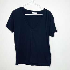Good American Black Cotton Classic V Neck tee - Women’s GA size 1 / US S